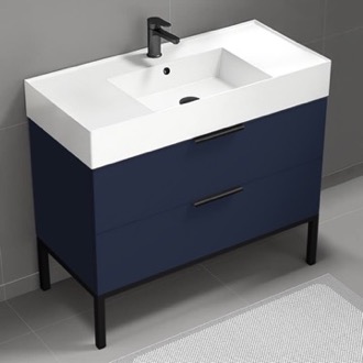 Bathroom Vanity Blue Modern Bathroom Vanity, 40 Inch, Free Standing Nameeks DERIN425